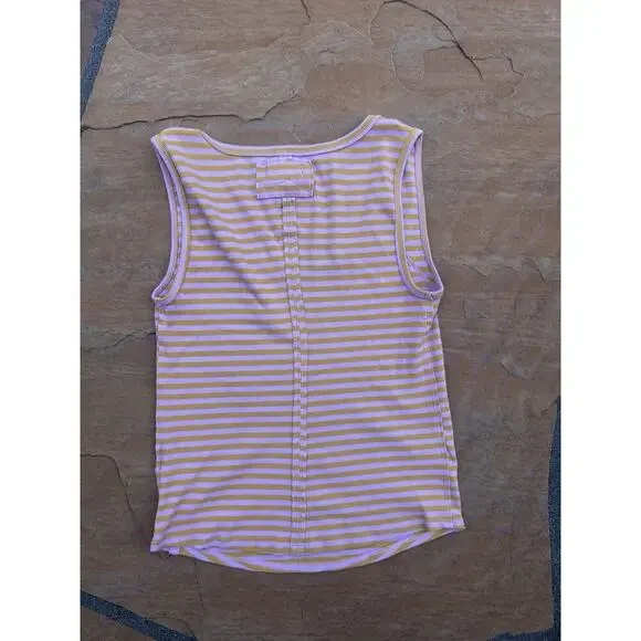 Free People Kate Tee Stripe, Pink Orange Combo, XL - Picture 2 of 3